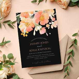 Moderne Hochzeit von Boho Orange Peach und Black F Einladung