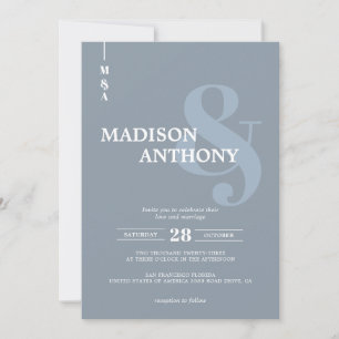 Moderne Hochzeit von Dusty Blue Ampersand Script F Einladung