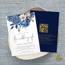 Moderne Hochzeit von Gold Florals QR Code