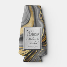 Moderne Hochzeit von Gold & Gray Agate Geode Flaschenkühler