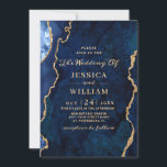 Moderne Hochzeit von Gold Navy Blue Marble Agate Einladung<br><div class="desc">Moderne Gold Navy blauer Marmor Agate Hochzeitseinladung.</div>