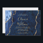 Moderne Hochzeit von Gold Navy Blue Marble Agate Einladung<br><div class="desc">Moderne Gold Navy blauer Marmor Agate Hochzeitseinladung.</div>