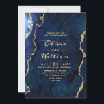 Moderne Hochzeit von Gold Navy Blue Marble Agate Einladung<br><div class="desc">Moderne Gold Navy blauer Marmor Agate Hochzeitseinladung.</div>