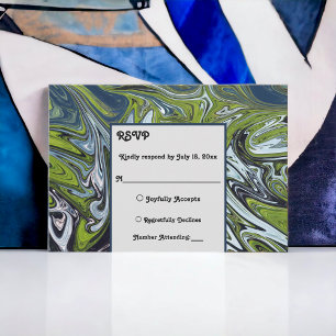 Moderne Hochzeit von Green Blue Earth Tone Abstrak RSVP Karte