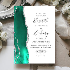 Moderne Hochzeit von Green Silver Agate Einladung