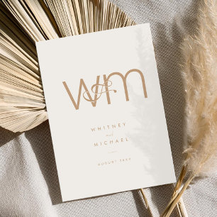 Moderne Hochzeit von Ivory und Tan Minimal Monogra Einladung