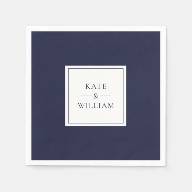 Moderne Hochzeit von Navy Blue Classic Serviette (Vorderseite)
