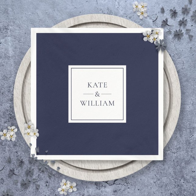 Moderne Hochzeit von Navy Blue Classic Serviette (Navy Blue Classic Modern Wedding Napkins)