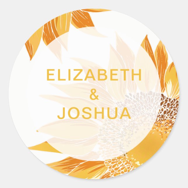 Moderne Hochzeit von SunFlower Runder Aufkleber (Vorderseite)