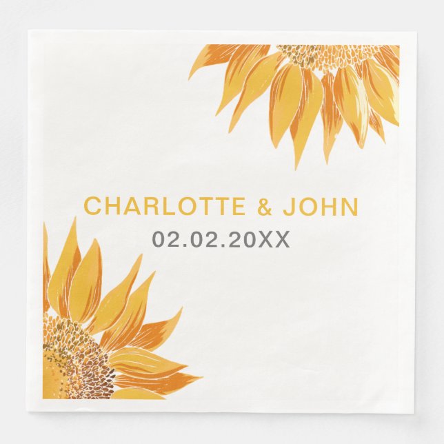 Moderne Hochzeit von SunFlower Serviette (Vorderseite)