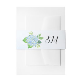 Moderne Hochzeit von Watercolor Blue Hydrangea Einladungsbanderole