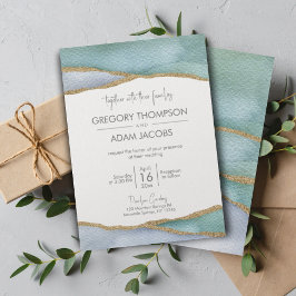 Moderne Hochzeit von Watercolor Gold Glitzer Einladung