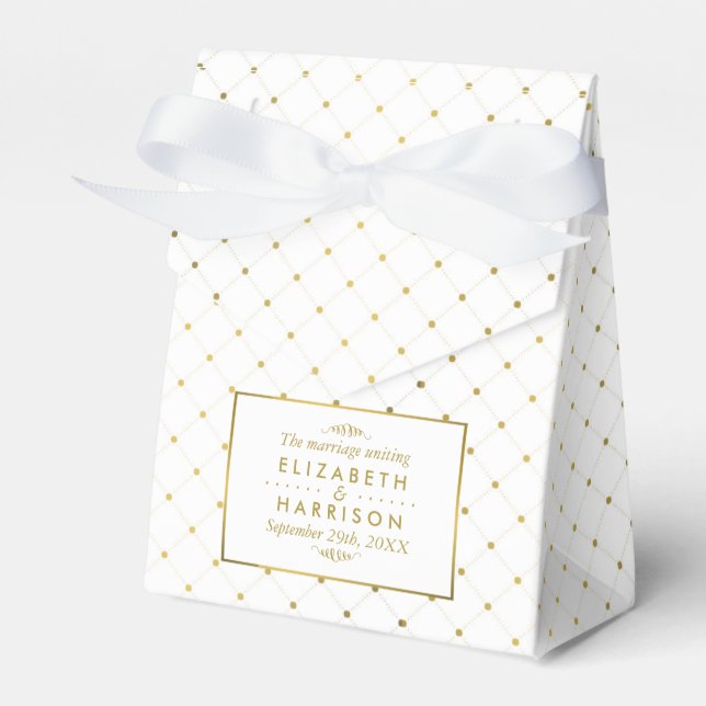 Moderne Hochzeit von White & Gold Foil Geschenkschachtel (Vorderseite)