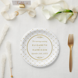 Moderne Hochzeit von White & Gold Foil Pappteller