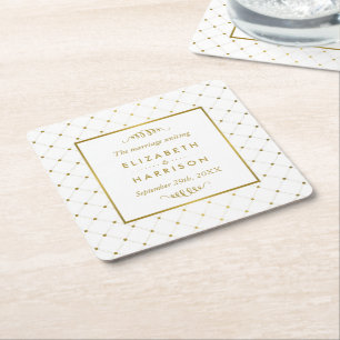 Moderne Hochzeit von White & Gold Foil Rechteckiger Pappuntersetzer