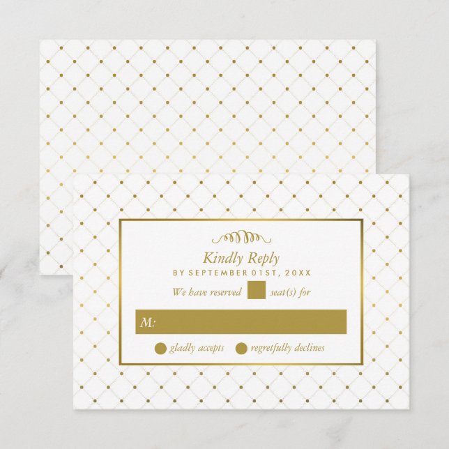 Moderne Hochzeit von White & Gold Foil RSVP Karte (Vorne/Hinten)