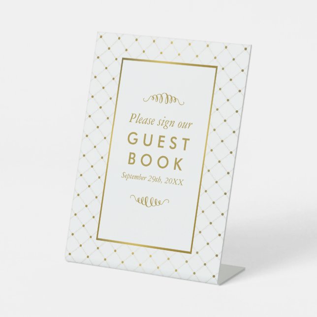 Moderne Hochzeit von White & Gold Foil Sockelschild (Vorderseite)
