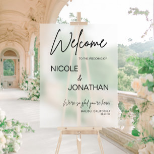 Moderne Hochzeit Willkommen Mattiert Acrylschild