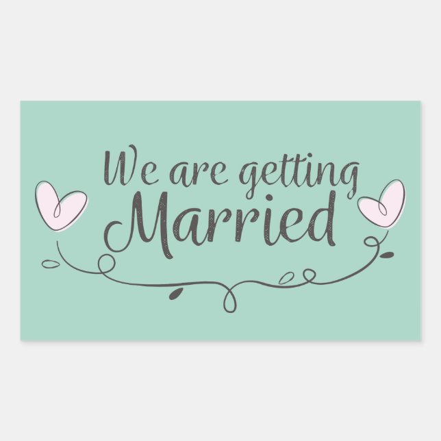 Moderne Hochzeit wir werden heiraten Doodle Rechteckiger Aufkleber (Vorderseite)