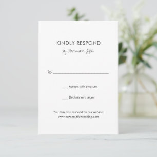 Moderne Hochzeit zeitgenössischer Schrift RSVP Karte