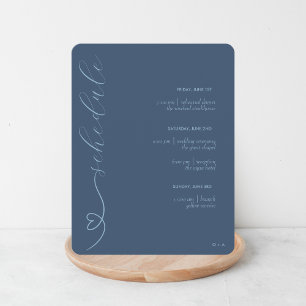 Moderne Hochzeit   Zeitplan und Details   Dunkelbl Begleitkarte