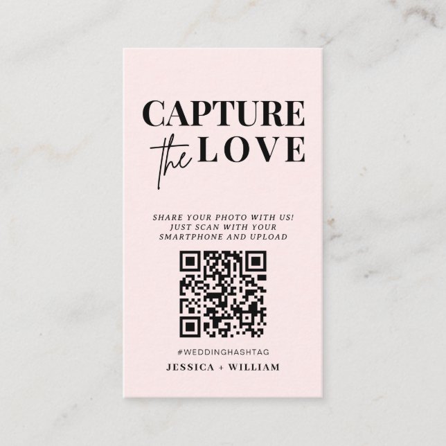 Moderne Hochzeiten erfassen den QR-Code der Liebe Begleitkarte (Vorderseite)