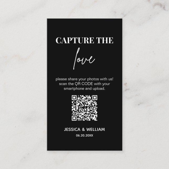 Moderne Hochzeiten erfassen den QR-Code der Liebe Begleitkarte (Vorderseite)
