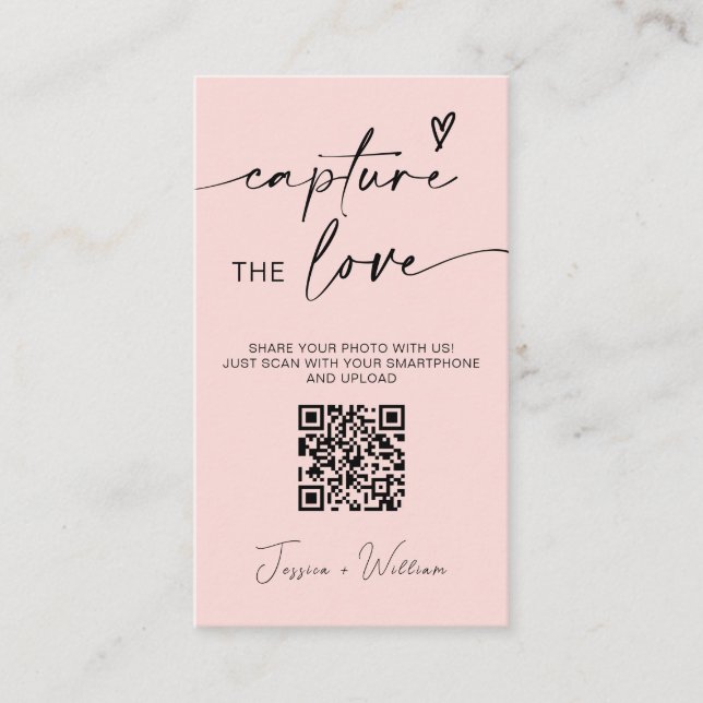 Moderne Hochzeiten erfassen den QR-Code der Liebe Begleitkarte (Vorderseite)