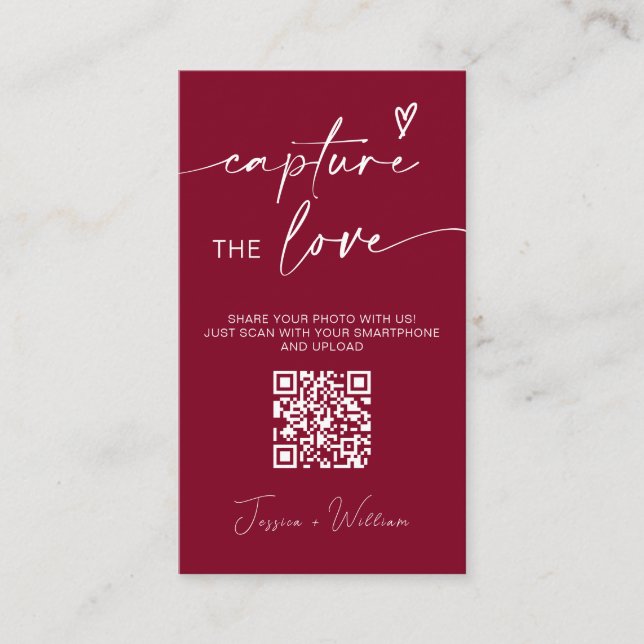 Moderne Hochzeiten erfassen den QR-Code der Liebe Begleitkarte (Vorderseite)