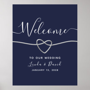 Moderne Hochzeiten in Silber und Navy Blue Poster