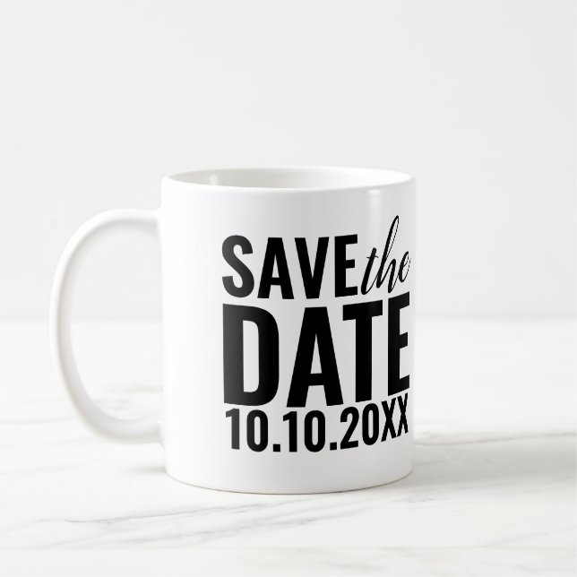 Moderne Hochzeiten retten Datums-Typografie Kaffeetasse (Links)