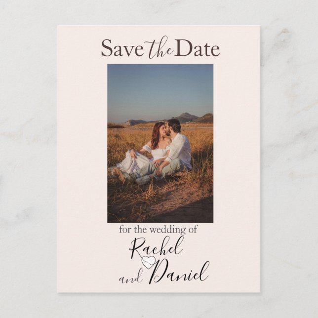 Moderne Hochzeiten speichern das Date-Foto Postkarte (Vorderseite)