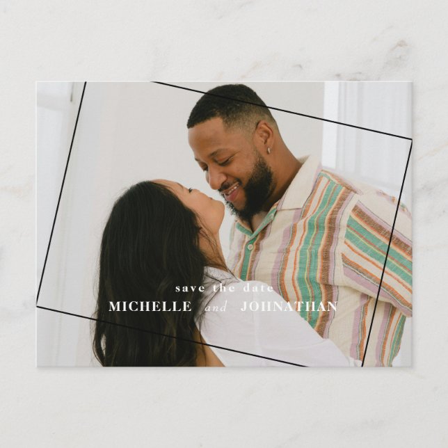 Moderne Hochzeiten speichern den Foto QR-Code des  Postkarte (Vorderseite)