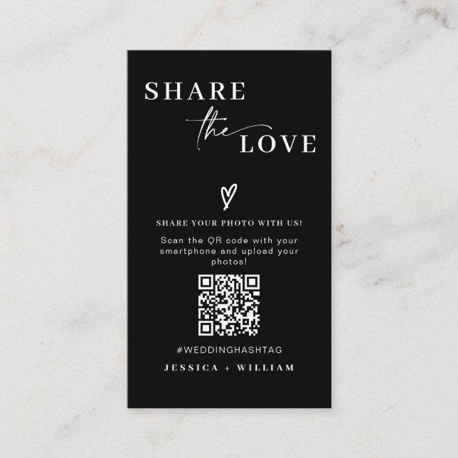 Moderne Hochzeiten teilen den QR-Code der Liebe Begleitkarte (Vorderseite)