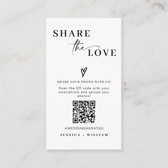 Moderne Hochzeiten teilen den QR-Code der Liebe Begleitkarte (Vorderseite)