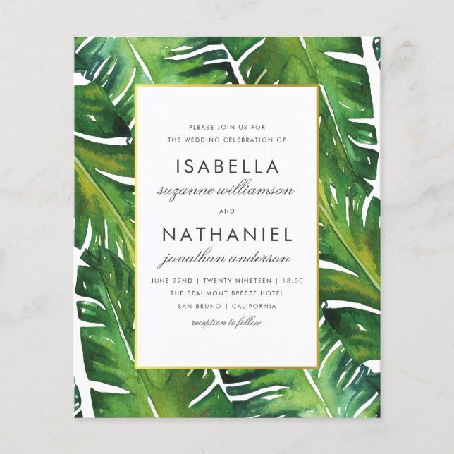 Moderne Hochzeiten von grünen tropischen Blätter (Vorderseite)