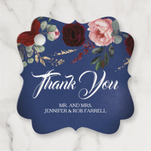 Moderne Hochzeiten von Navy Blue und Burgund Red F Geschenkanhänger