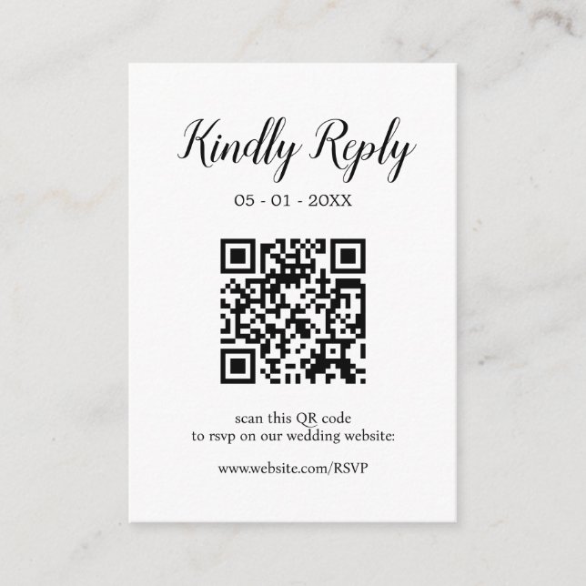 Moderne Hochzeitkalligrafie - Editable QR Code UAW Begleitkarte (Vorderseite)