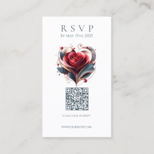 Moderne hochzeitliche RSVP QR codierte Rose Visitenkarte