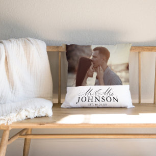Moderne Hochzeits-Foto-Kissen für Mr & Mrs Kissen