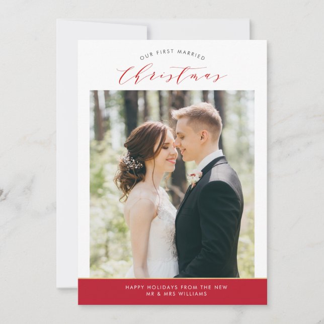 Moderne Hochzeitsankündigung Feiertagskarte (Vorderseite)