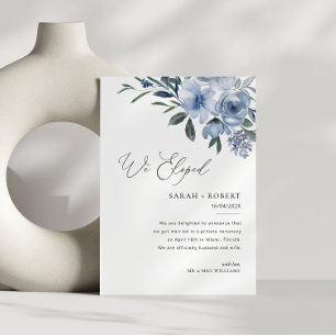 Moderne Hochzeitsankündigung mit staubblauer Schri Dankeskarte