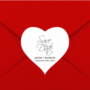 Moderne Hochzeitsankündigung "Save The Date" Herz-Aufkleber