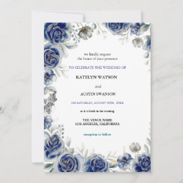 Moderne Hochzeitsblauen Einladungen