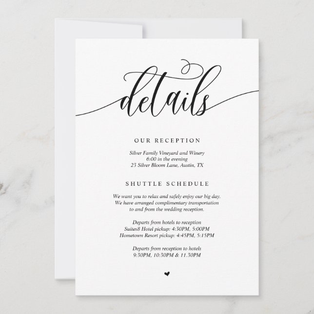 Moderne Hochzeitsdetails, blau umrandete Navy Card Einladung (Vorderseite)
