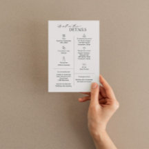 Moderne Hochzeitsdetails-Karte mit Symbolen in Tau