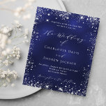 Moderne Hochzeitseinladung für Navy Silber<br><div class="desc">Marineblau,  mit Imitaten verziert,  silberner Glitzer,  Glitzern. Die blaue Farbe ist ungleichmäßig. Personalisieren Sie Ihre Namen und Details und fügen Sie diese hinzu. 1 Blatt = 1 Einladung mit Druckkante bis Kante.</div>