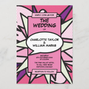Moderne Hochzeitseinladung im Comic-Book-Stil in R Einladung
