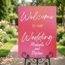 Moderne Hochzeitseinladung im rosanen und orangen