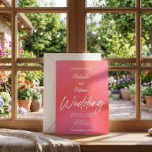 Moderne Hochzeitseinladung im rosanen und orangen